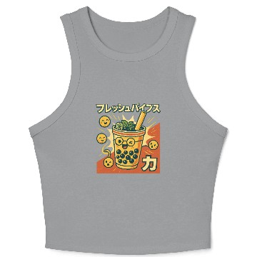 Discover Playful Bubble Tea Illustration Crop Tank Top