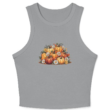 Discover Autumn Pumpkin and Daisy Ensemble Crop Tank Top