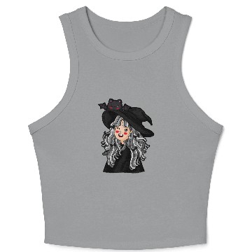 Discover Whimsical Witch with Bat Familiar Crop Tank Top