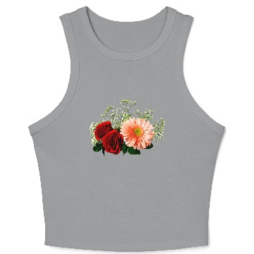 Discover Gerbera Daisy And Two Roses Crop Tank Top