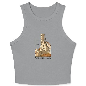 Discover Lichtenstein Castle, hand-drawn. Germany Crop Tank Top
