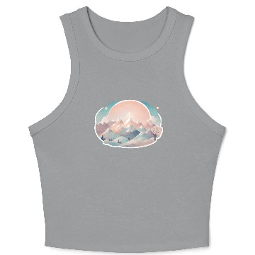 Discover Serene Mountain Range with Sunrise Crop Tank Top