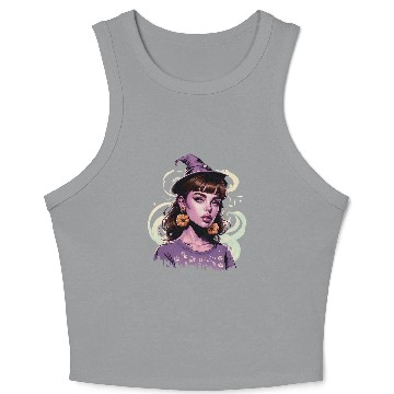 Discover Enchanting Witch Portrait Design Crop Tank Top