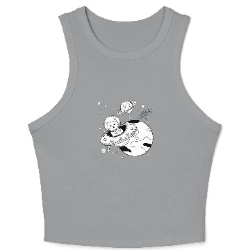 Discover Space Cat Adventure Design Crop Tank Top