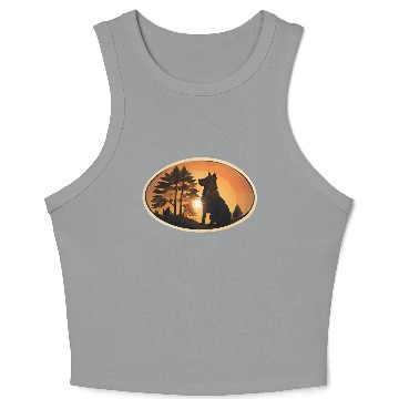 Discover Sunset Wilderness Wolf Silhouette Crop Tank Top