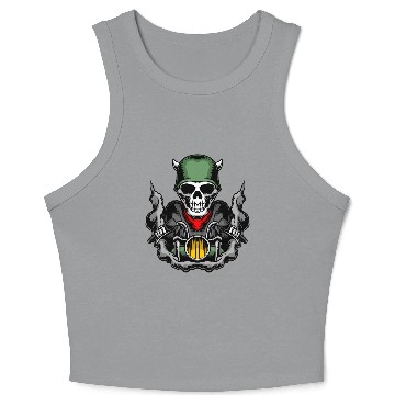 Discover Skull Biker Motorcycle Design Crop Tank Top