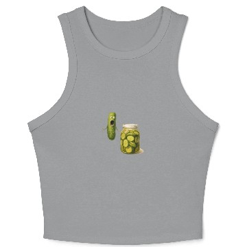 Discover Whimsical Pickle Cucumber Character Crop Tank Top