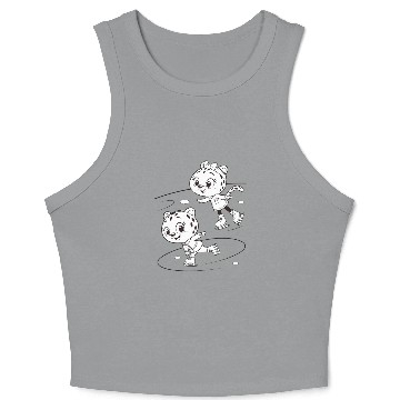 Discover Black-and-White Leopard Cubs Ice Skating  Crop Tank Top