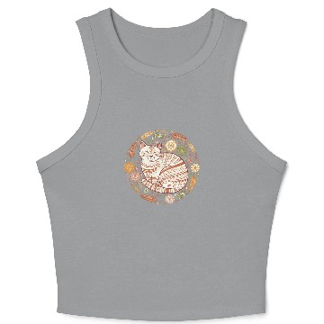 Discover Boho Cat – Cozy Mandala Feather Circle Crop Tank Top