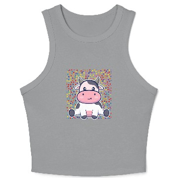 Discover Cute Cartoon Cow with Polka Dots Crop Tank Top