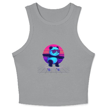 Discover Neon Panda Skateboard Chill Crop Tank Top