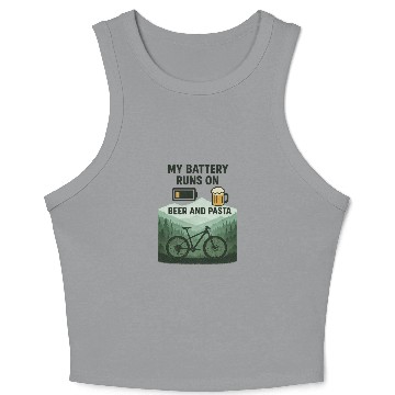 Discover Battery Icon with Beer and Pasta Theme Crop Tank Top