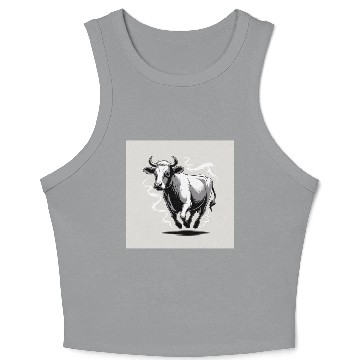Discover Running Cow Graphic Crop Tank Top