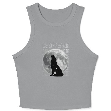 Discover Wolf Howling at Full Moon Design Crop Tank Top