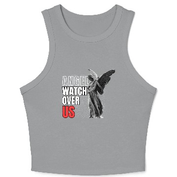 Discover Angel Statue with Watch Over US Message Crop Tank Top
