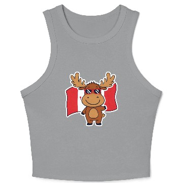 Discover Playful Moose with Canadian Flag Crop Tank Top