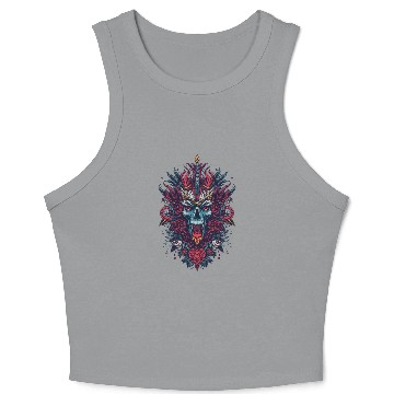 Discover Vivid Tribal Skull with Mandala Elements Crop Tank Top