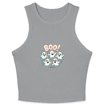 Discover Playful Halloween Ghosts Illustration Crop Tank Top