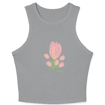 Discover Elegant Pink Tulips  Illustration Crop Tank Top