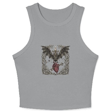 Discover Gothic Bat Heart Candle Design Crop Tank Top