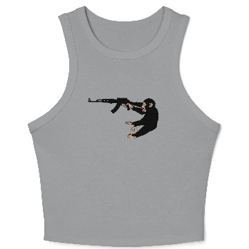 Discover monkey holding a gun Crop Tank Top