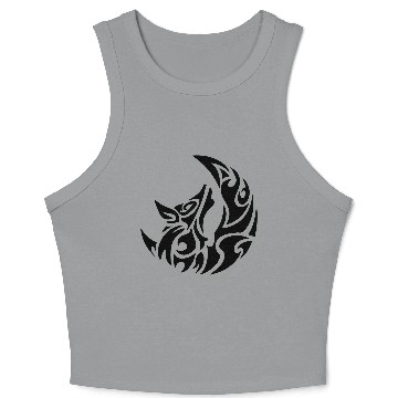 Discover tribal wolf and moon tattoo Crop Tank Top
