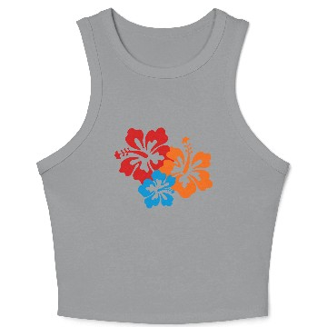 Discover Icon Hibiscus Flowers 2b Crop Tank Top