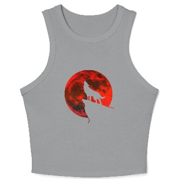 Discover Howling wolf full blood moon space galaxy gift dog Crop Tank Top