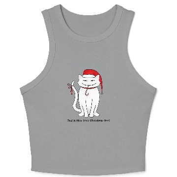 Discover Funny white Christmas cat Crop Tank Top