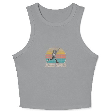 Discover Funny Baseball Catcher Jesus Saves Crop Tank Top