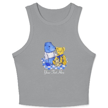 Discover blue check picnic cloth with teddy bears Crop Tank Top
