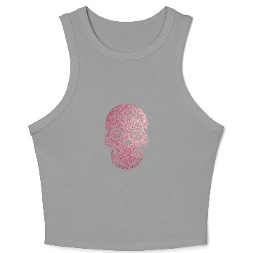 Discover floral skull rose gold Crop Tank Top