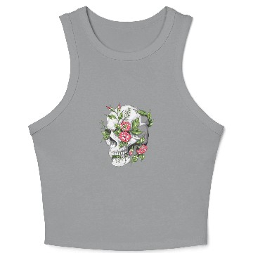 Discover Skull And Roses Skeleton Head Gothic And Halloween Crop Tank Top