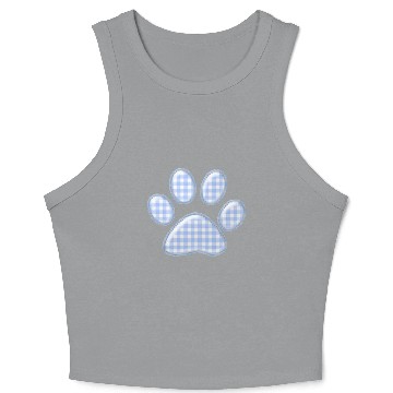 Discover gingham cat paw - blue Crop Tank Top