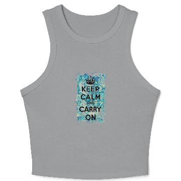 Discover Keep Calm and Carry On Grunge Wallpaper Damask Crop Tank Top