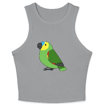 Discover Fluffy blue-fronted amazon parrot cartoon drawing Crop Tank Top