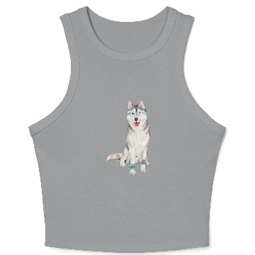 Discover Hand-painted Siberian Husky Dog Crop Tank Top