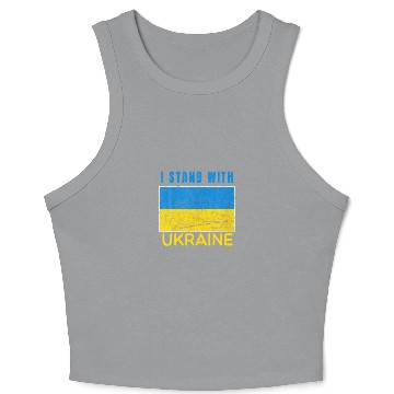Discover I Stand With Ukraine Flag Emblem Map Crop Tank Top