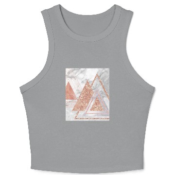 Discover trendy white marble Rose gold triangles geometric Crop Tank Top