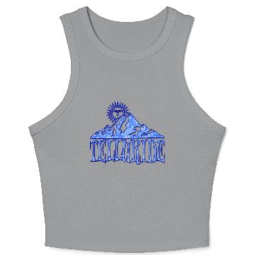 Discover Telluride Snowflake Mountain Logo Crop Tank Top