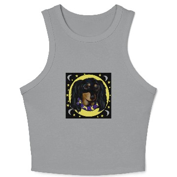 Discover Long Haired Black Dachshund Crop Tank Top