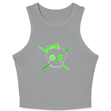 Discover Skull & Crochet Hooks (Lime Green - Dark Version) Crop Tank Top