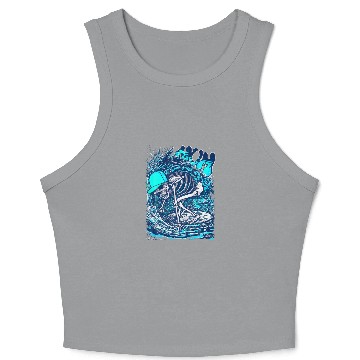 Discover Blue Skeleton Surfing By Miskel Design Crop Tank Top