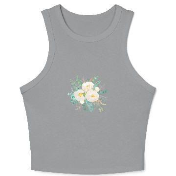 Discover white peony flowers watercolor Crop Tank Top