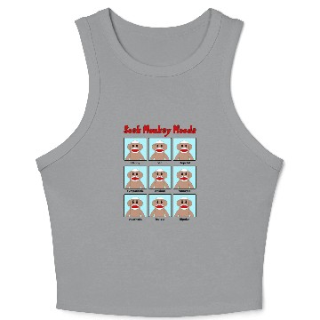 Discover Sock Monkey Moods white Sweat Crop Tank Top