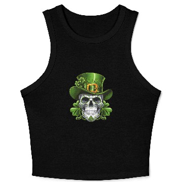 Discover Sugar Skull St Patrick's Day Shamrock Crop Tank Top