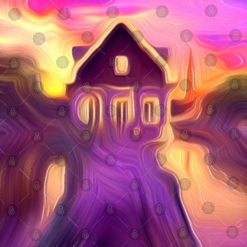 Discover sunset house digital art abstract painting Digital Files