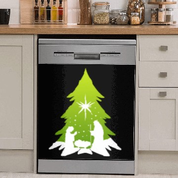 Discover Christmas Tree Nativity Scene Artist Dish Washer Covers