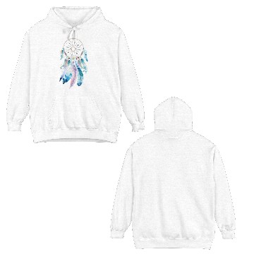 Discover Image: Watercolor, Feather dreamcatcher Double Sided Hoodies