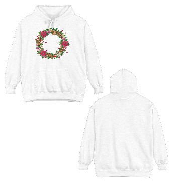 Discover classic Christmas wreath lavishly decorated Double Sided Hoodies